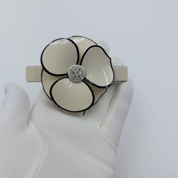 Camellia French Hair Barrettes Rhinestone Acetate Hair Clip Women - Picture 5 of 16